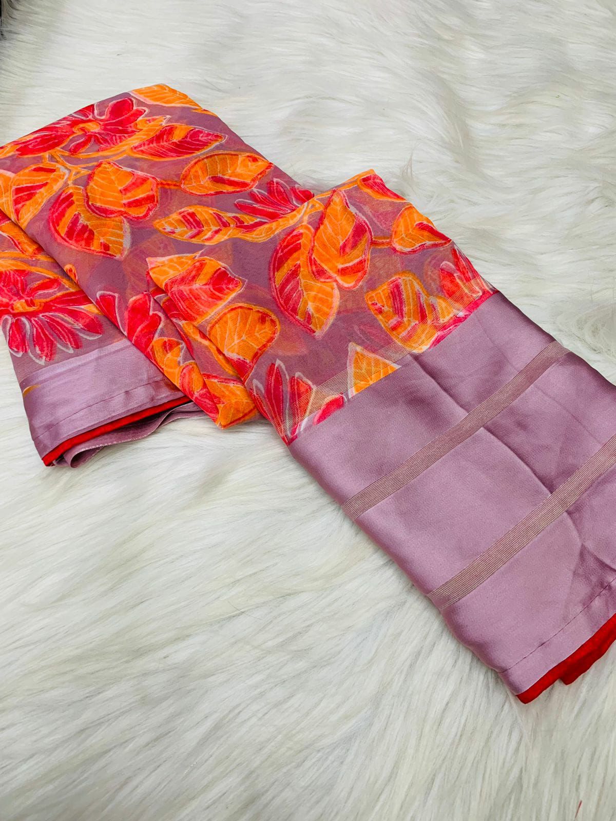 Weightless satin patta saree with jhalar in pallu digital prints, OR, HRD