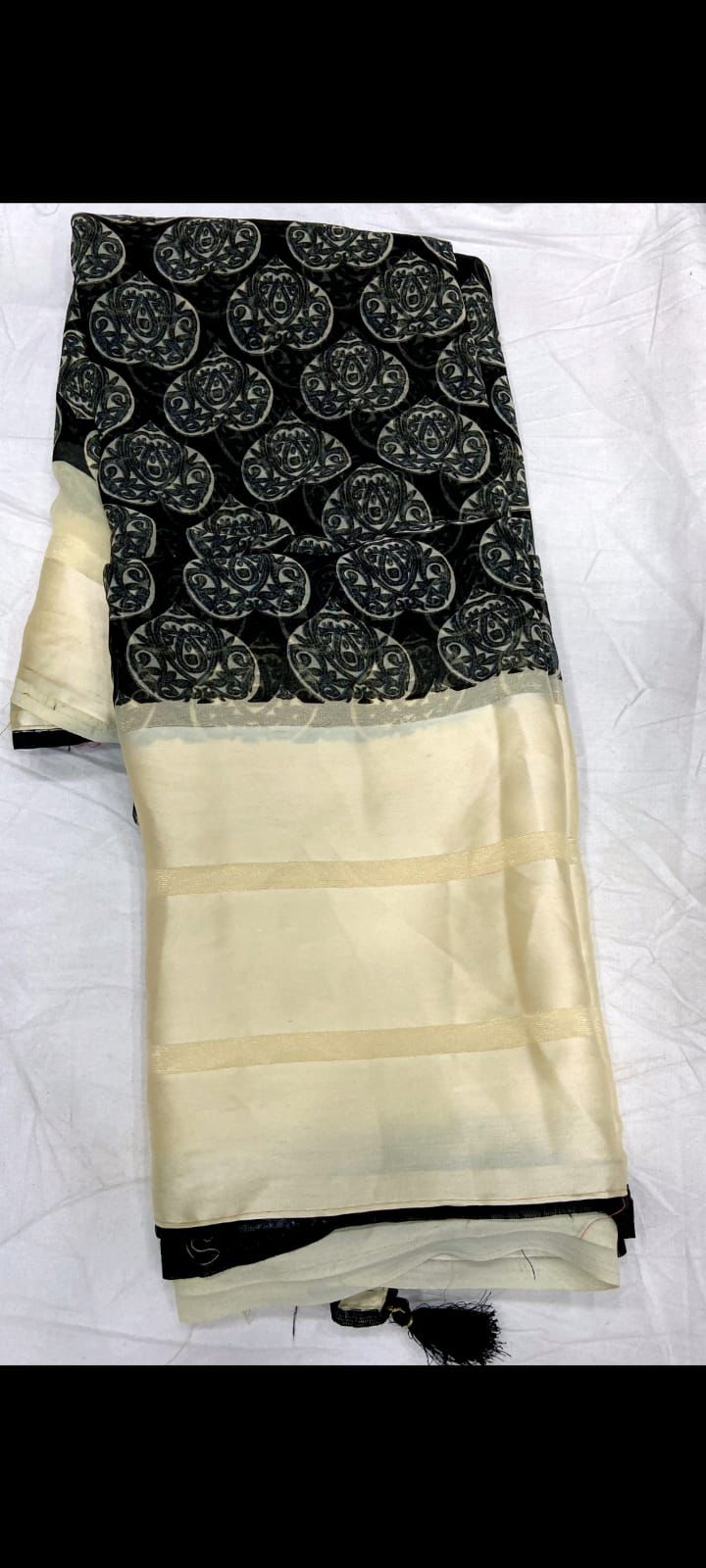 Weightless satin patta saree with jhalar in pallu digital prints, OR, HRD