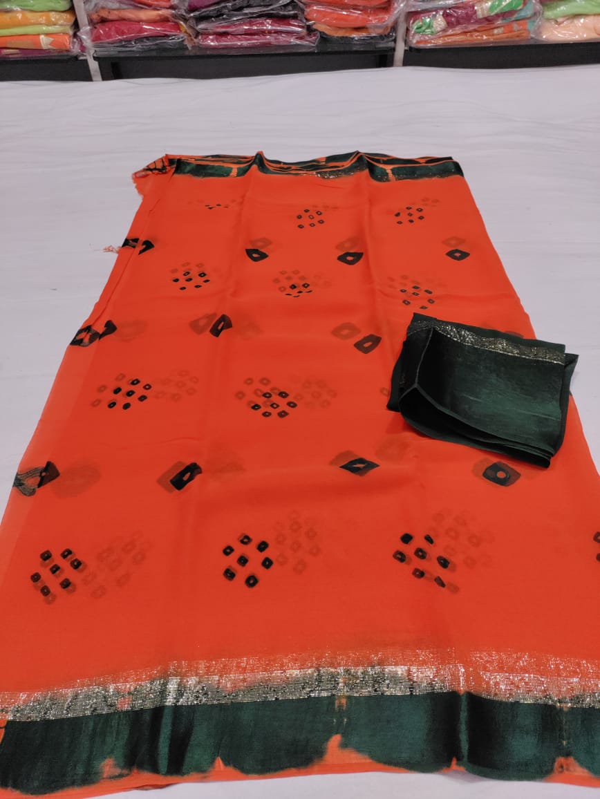 Pure Georgette Bandhani Saree Rtk