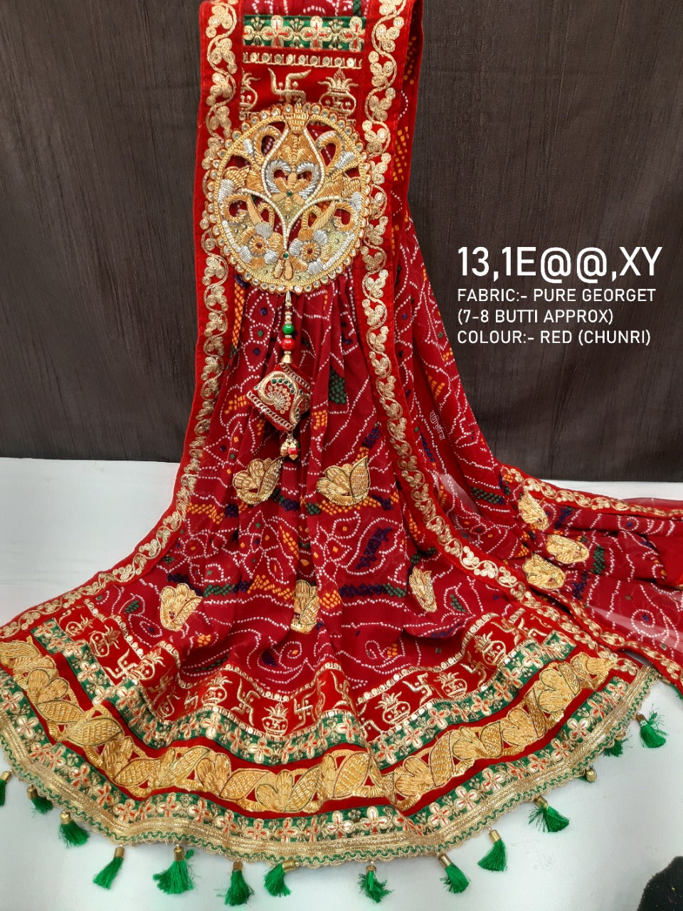 New Designer Pure Georgette Belbuti Odhna Or Kc Chunri Pila