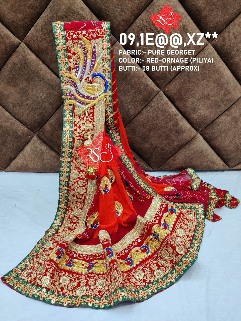 Side Broach Patchwork Rajasthani Chunri Dupatta Rsc Or Piliya