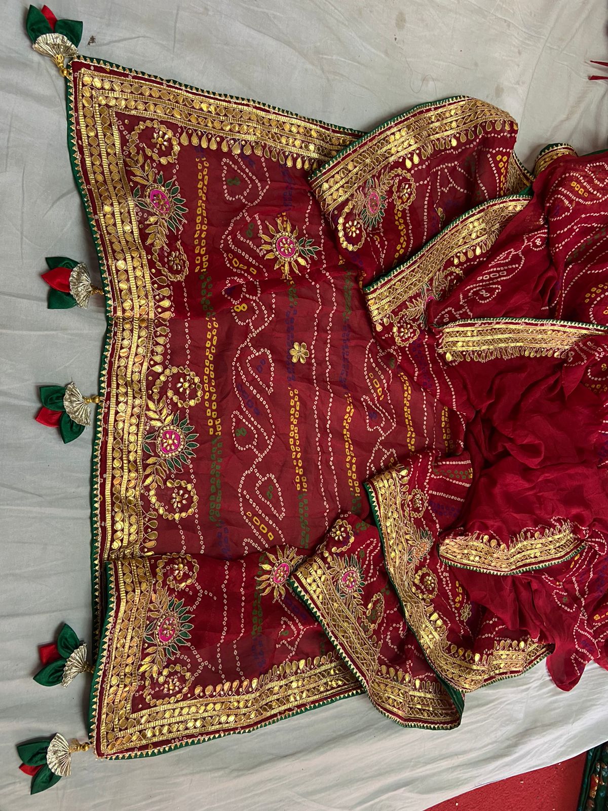 Traditional Jaipuri Chunri Pila Saree, kml, NR