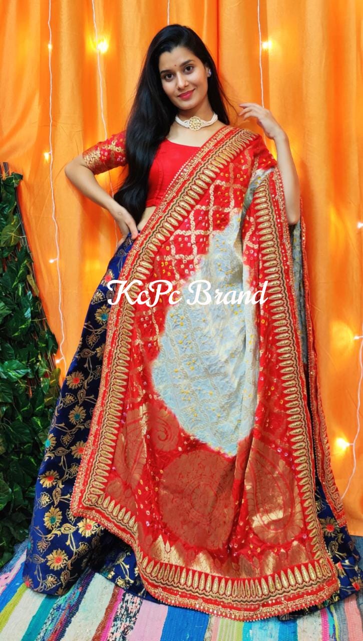 Bandhani Silk Gharchola  Bridal Dupatta, OR, KCPC