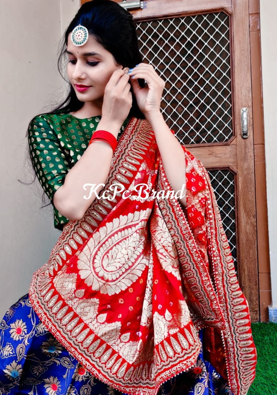 Bandhani Silk Gharchola  Bridal Dupatta, OR, KCPC