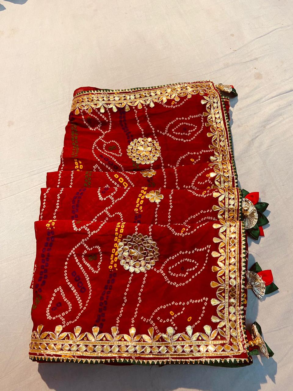 Find 🌹 special Georgette fabric of bhandej karas saree*🌹🌹 👌👌  *Beautiful hand Gota Patti work* by Gota Patti manufacturing near me |  Janta Colony, Jaipur, Rajasthan | Anar B2B Business App