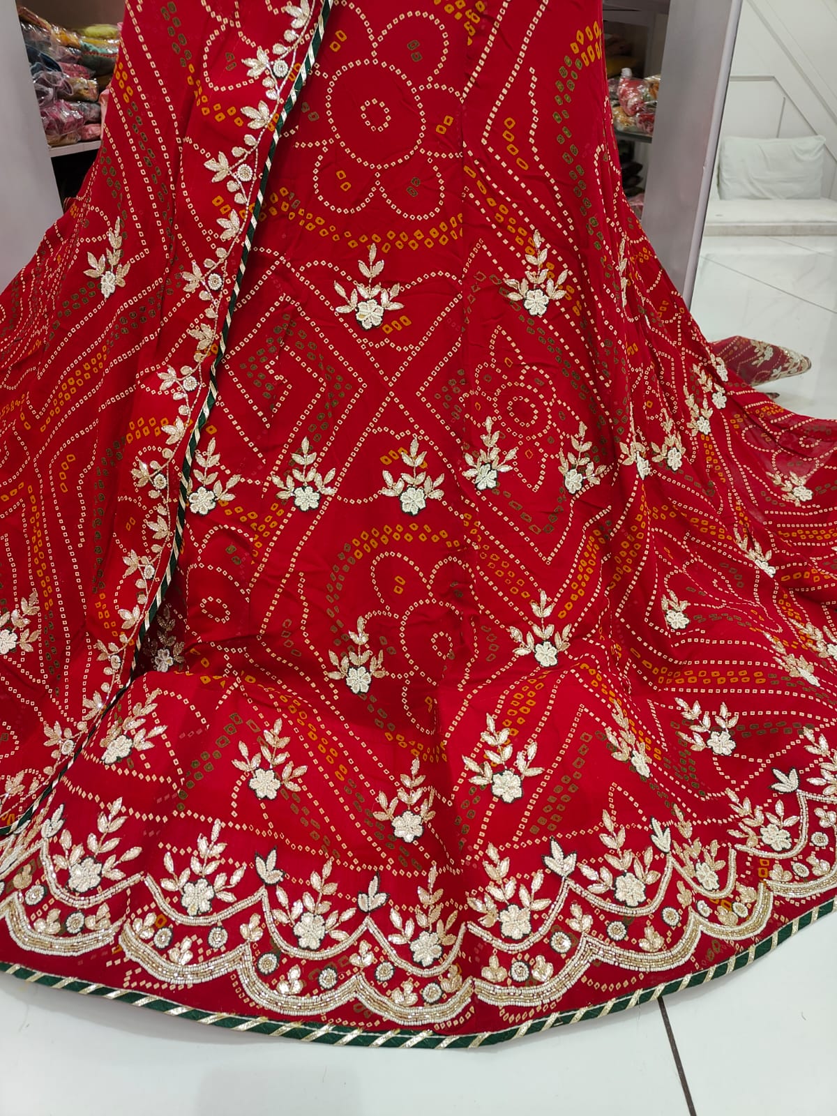 Pure Georgette Bandhej Print Lehnga  Nr Gs Lehenga