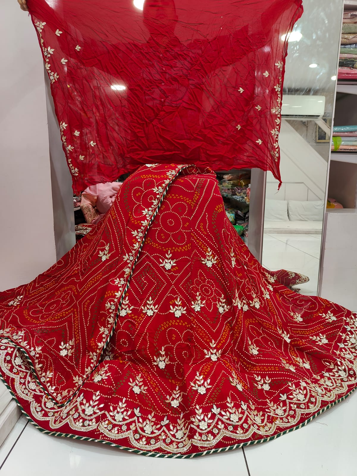 Pure Georgette Bandhej Print Lehnga  Nr Gs Lehenga