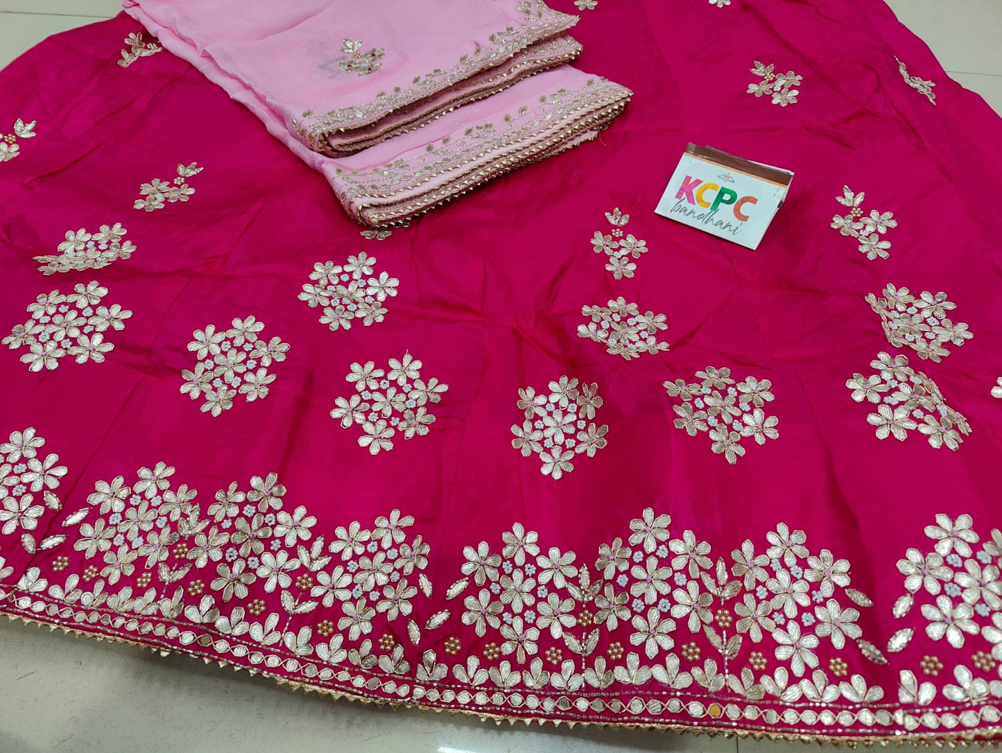 Pure Upada Chinon Hand Gotapatti Work Lehenga Chunni Set Kcpc Nr