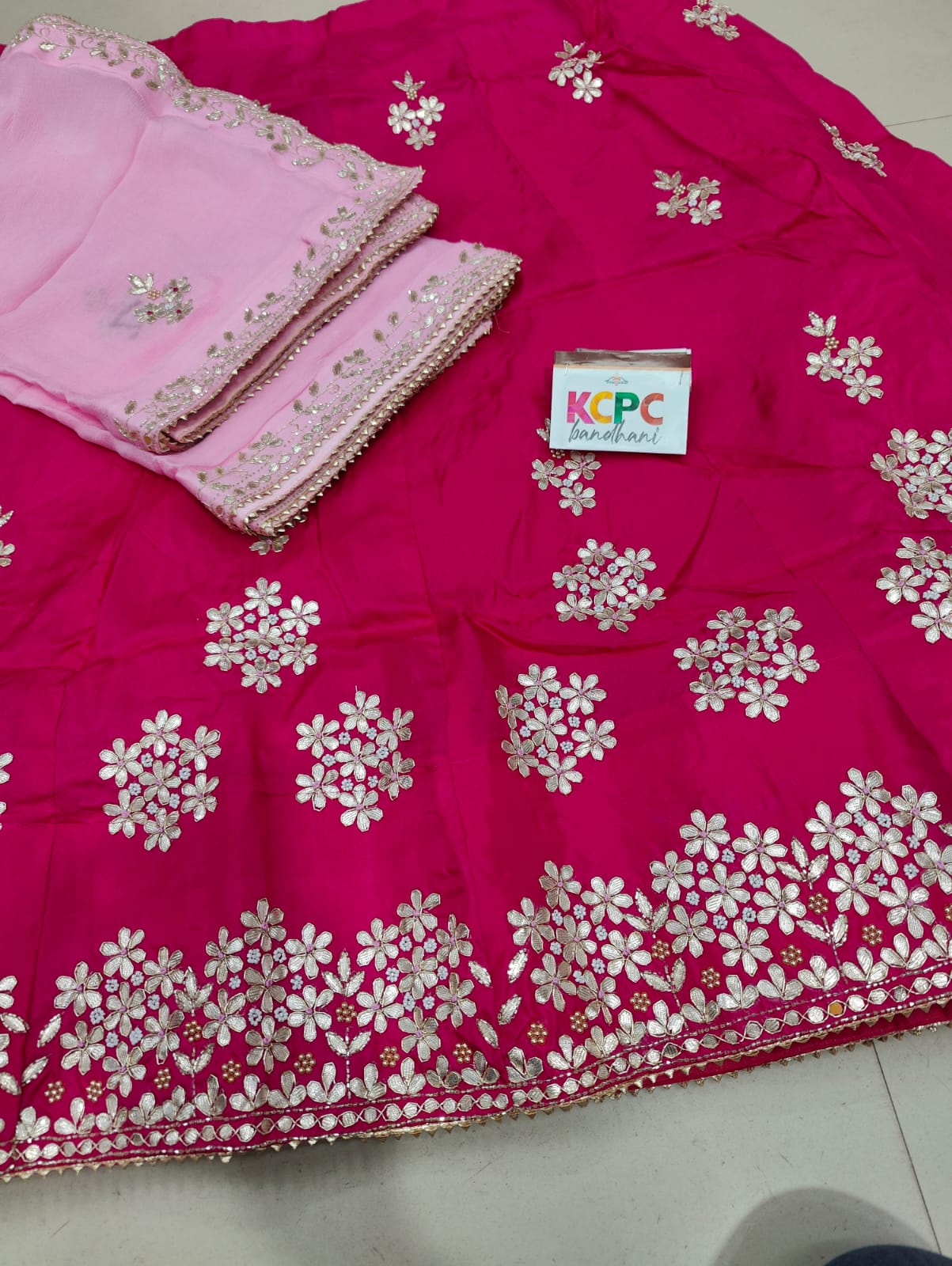 Pure Upada Chinon Hand Gotapatti Work Lehenga Chunni Set Kcpc Nr