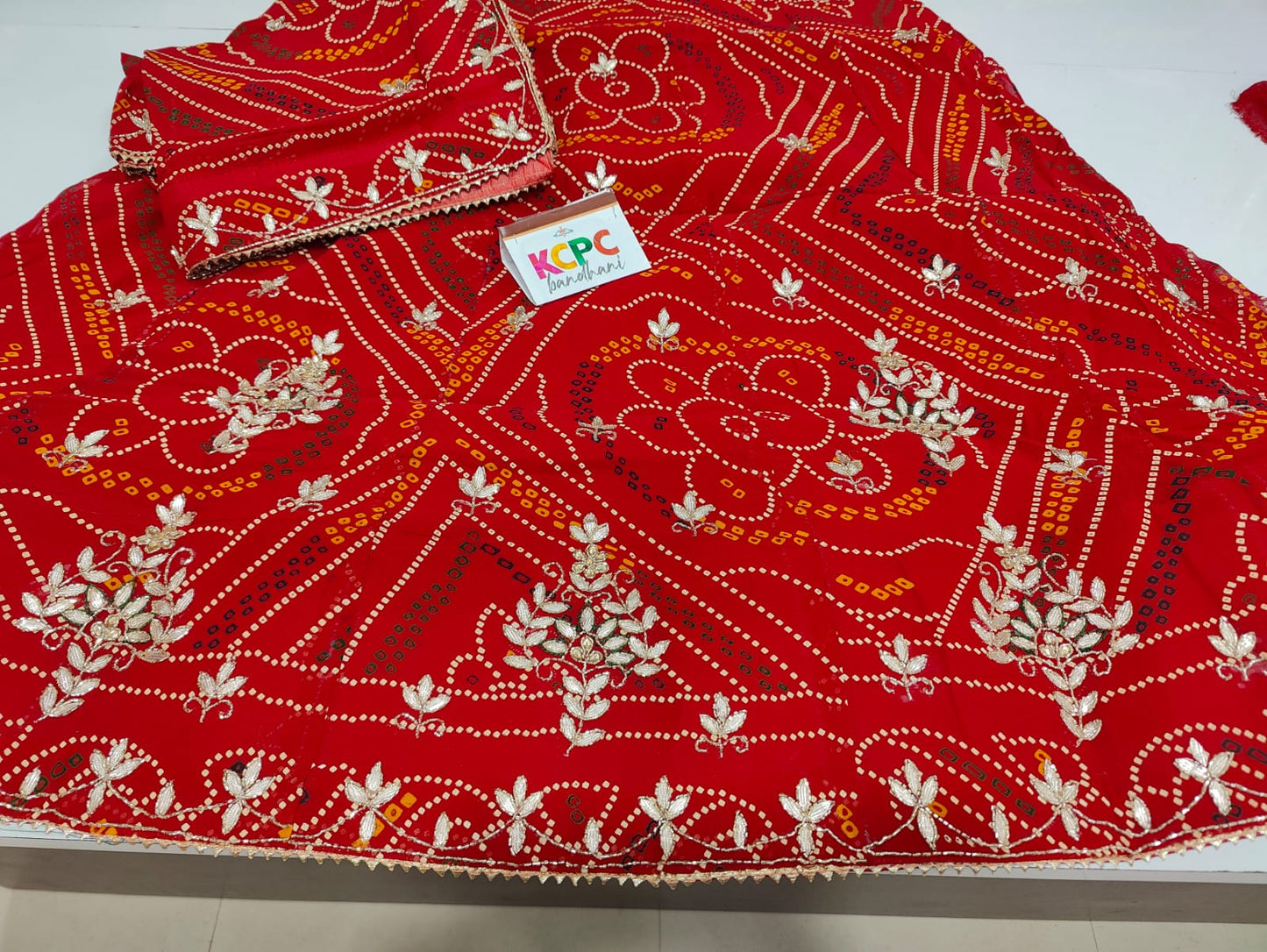 Pure Georgette Bandhani Chunri Gotapatti Lehenga With Blouse Kcpc Nr