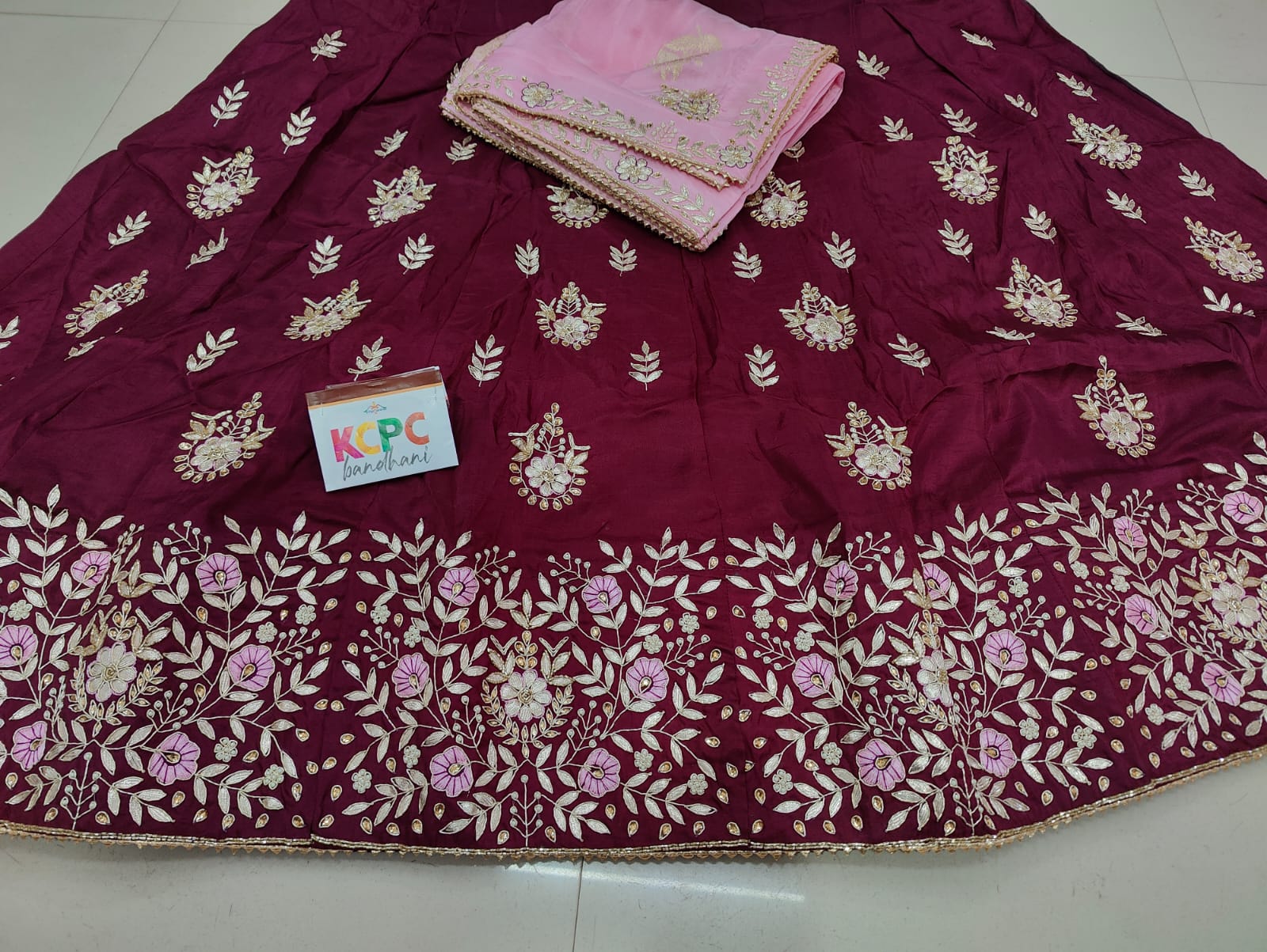 Pure Upada Chinon Hand Gotapatti Work Lehenga Chunni Set Kcpc Nr