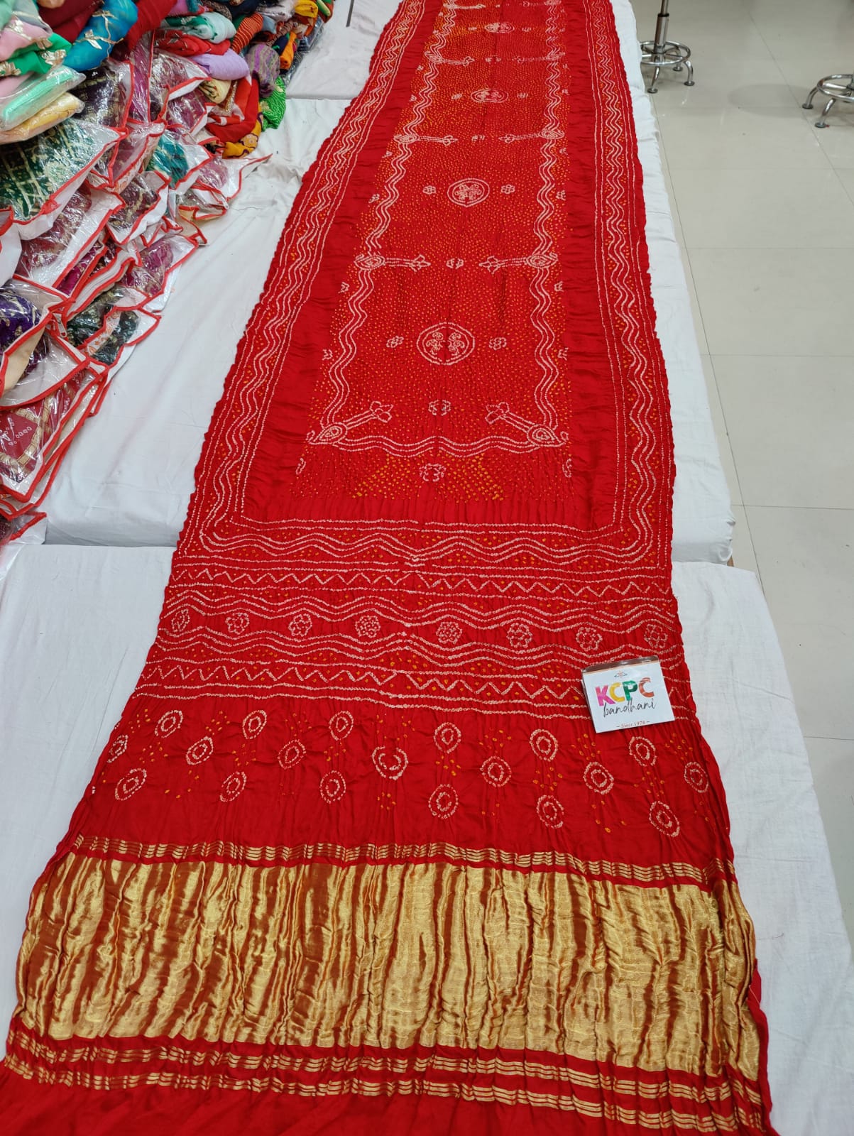 Pure Gaji Silk Bandhani Fancy Bandhej Saree With Blouse Red