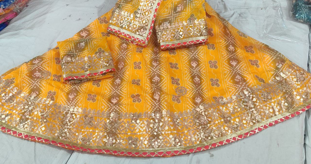 Rajasthani Kotta Doriya Traditional Potola Print With Gota Patti Work Lehenga Kml Or Lehenga