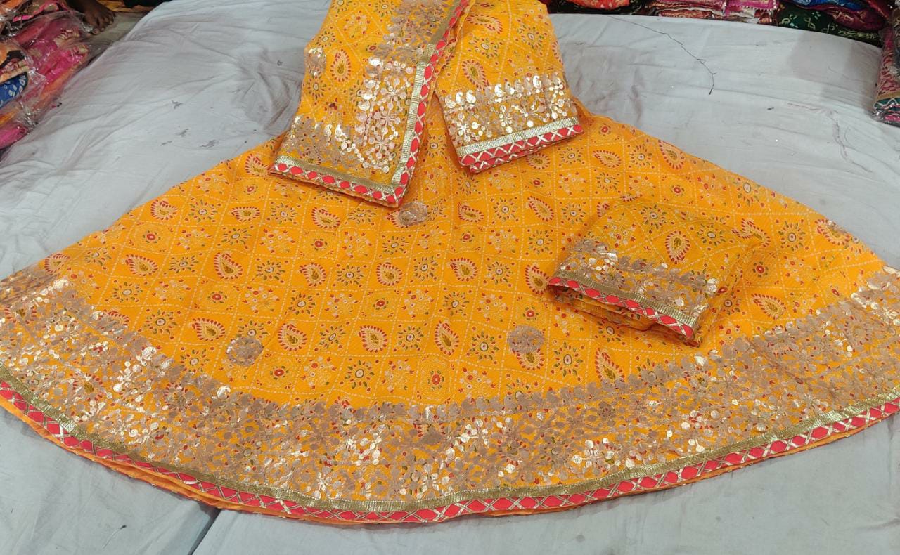 Rajasthani Kotta Doriya Traditional Potola Print With Gota Patti Work Lehenga Kml Or Lehenga