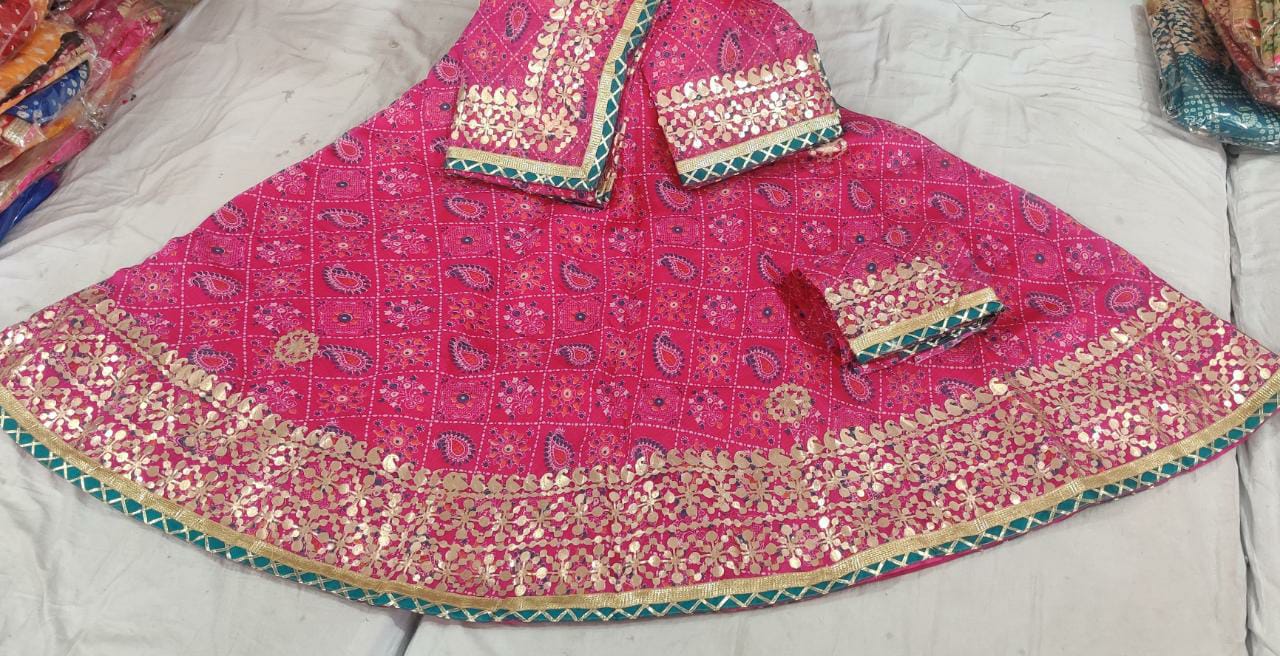 Rajasthani Kotta Doriya Traditional Potola Print With Gota Patti Work Lehenga Kml Or Lehenga