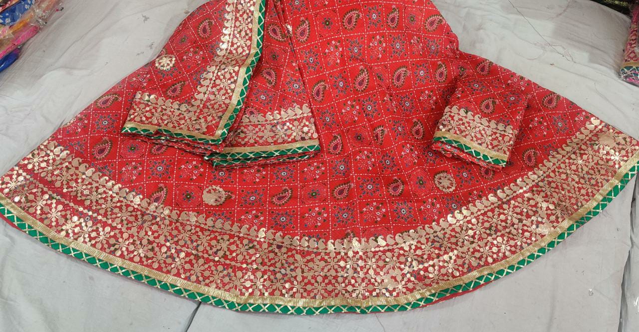 Rajasthani Kotta Doriya Traditional Potola Print With Gota Patti Work Lehenga Kml Or Lehenga