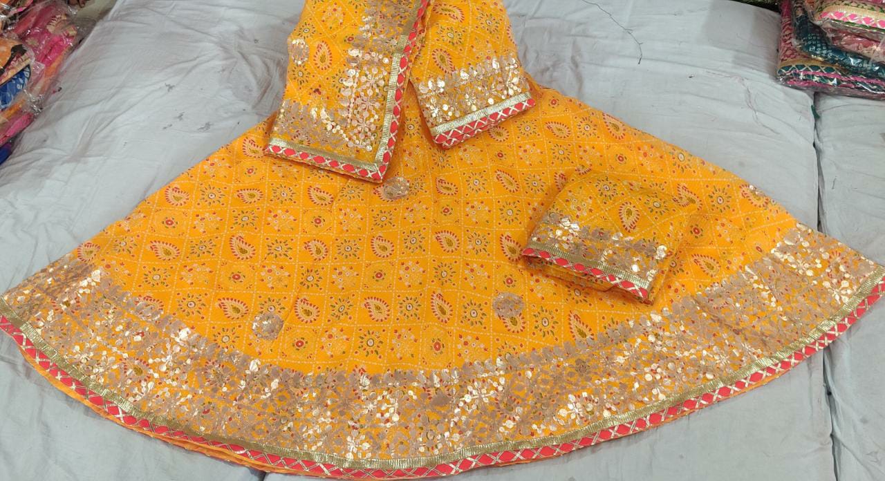 Rajasthani Kotta Doriya Traditional Potola Print With Gota Patti Work Lehenga Kml Or Lehenga