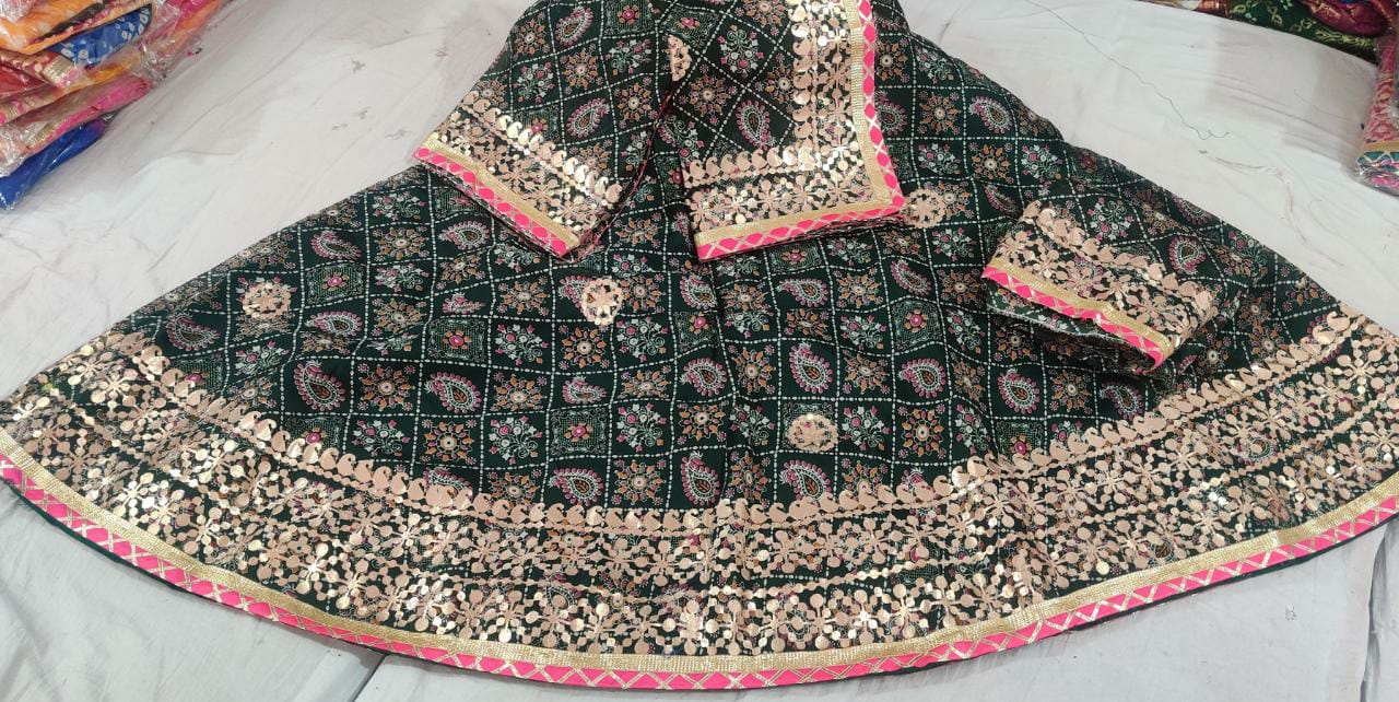 Rajasthani Kotta Doriya Traditional Potola Print With Gota Patti Work Lehenga Kml Or Black Lehenga