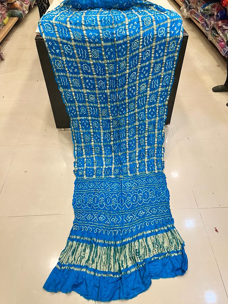 Pure Gaji Silk Bandhani Ghatchola Saree Kcpc Nr Sky Blue