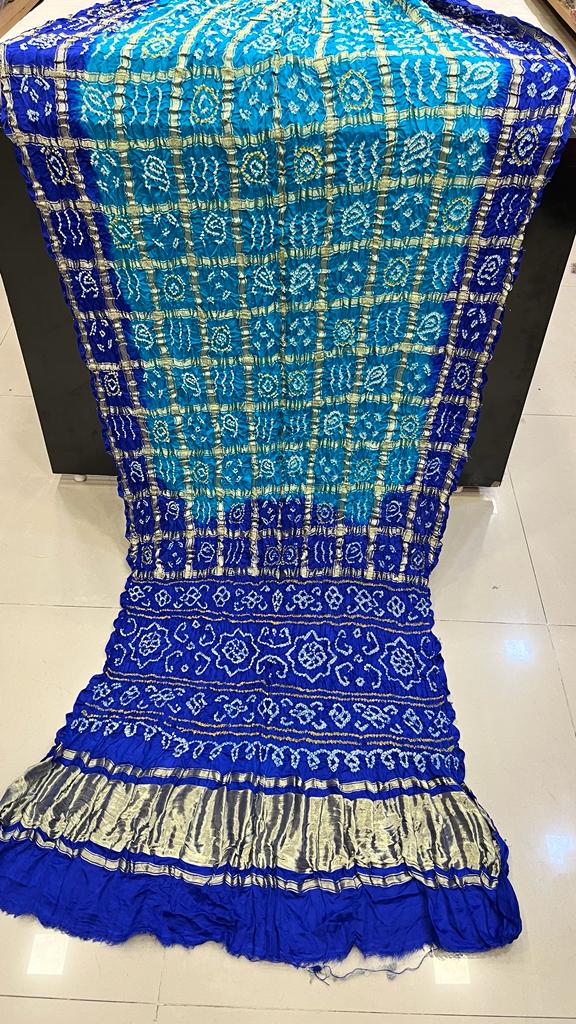 Pure Gaji Silk Bandhani Ghatchola Saree Kcpc Nr Sky Blue Royal