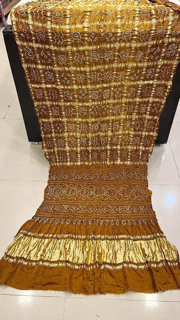 Pure Gaji Silk Bandhani Ghatchola Saree Kcpc Nr Yellow