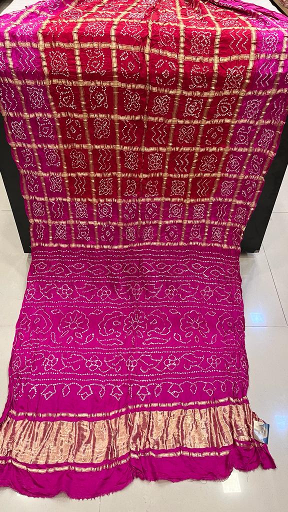 Pure Gaji Silk Bandhani Ghatchola Saree Kcpc Nr Rani