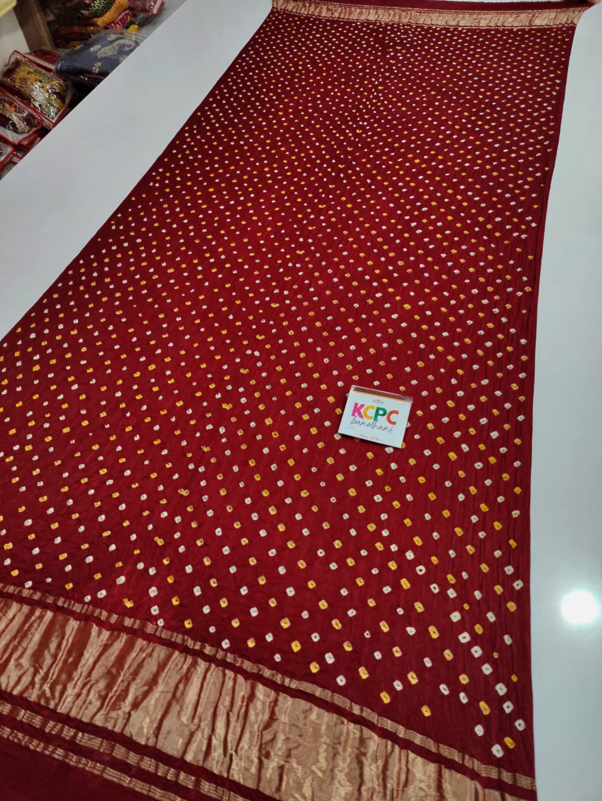 Pure Gaji Silk Bandhani Lagdi Patta Dupatta Nr Kcpc Meherun Dupatta