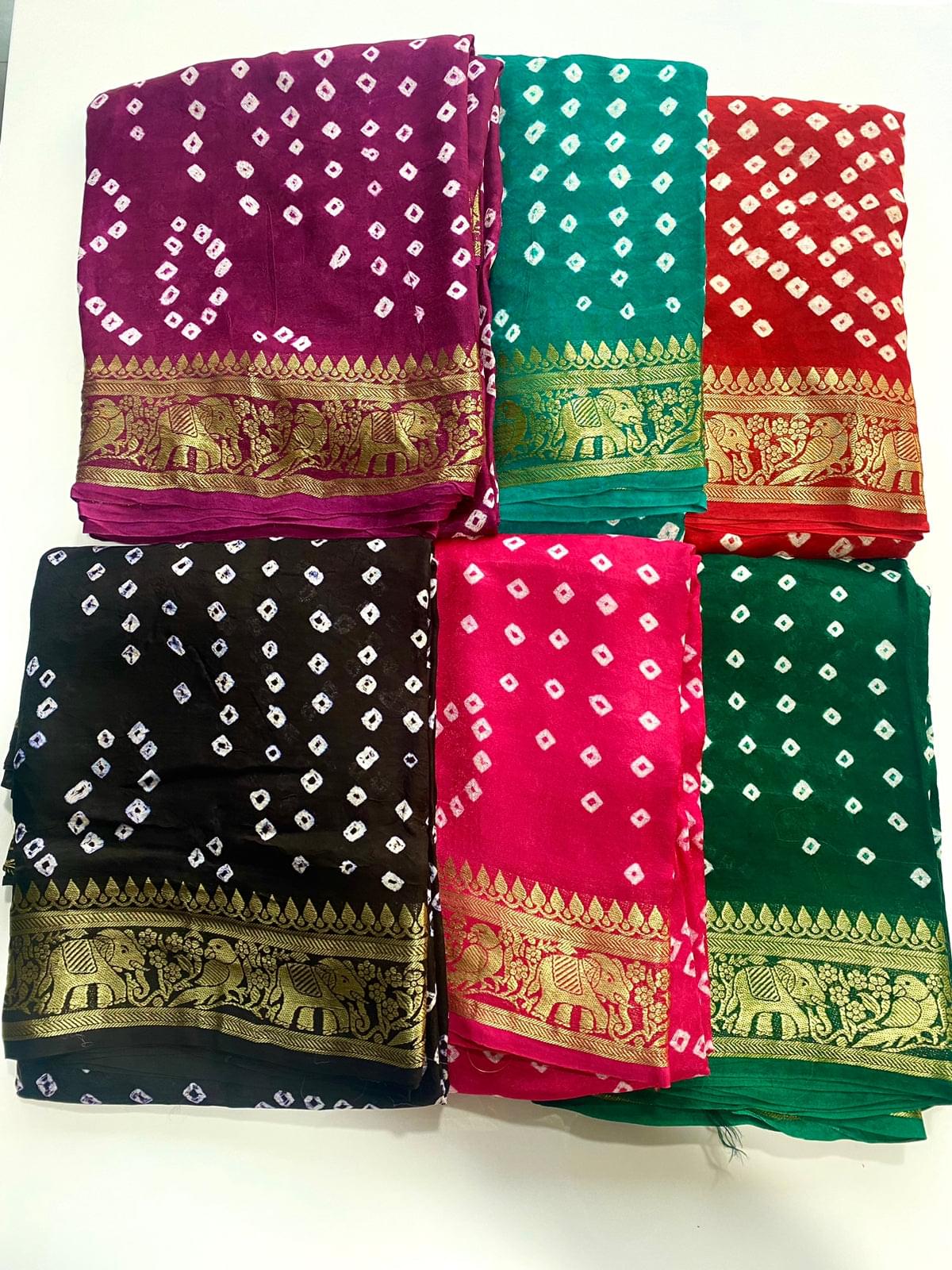 Art Silk With Zari Waving Rich Pallu Bandhni Print Border Design Saree Vjt Or Saree