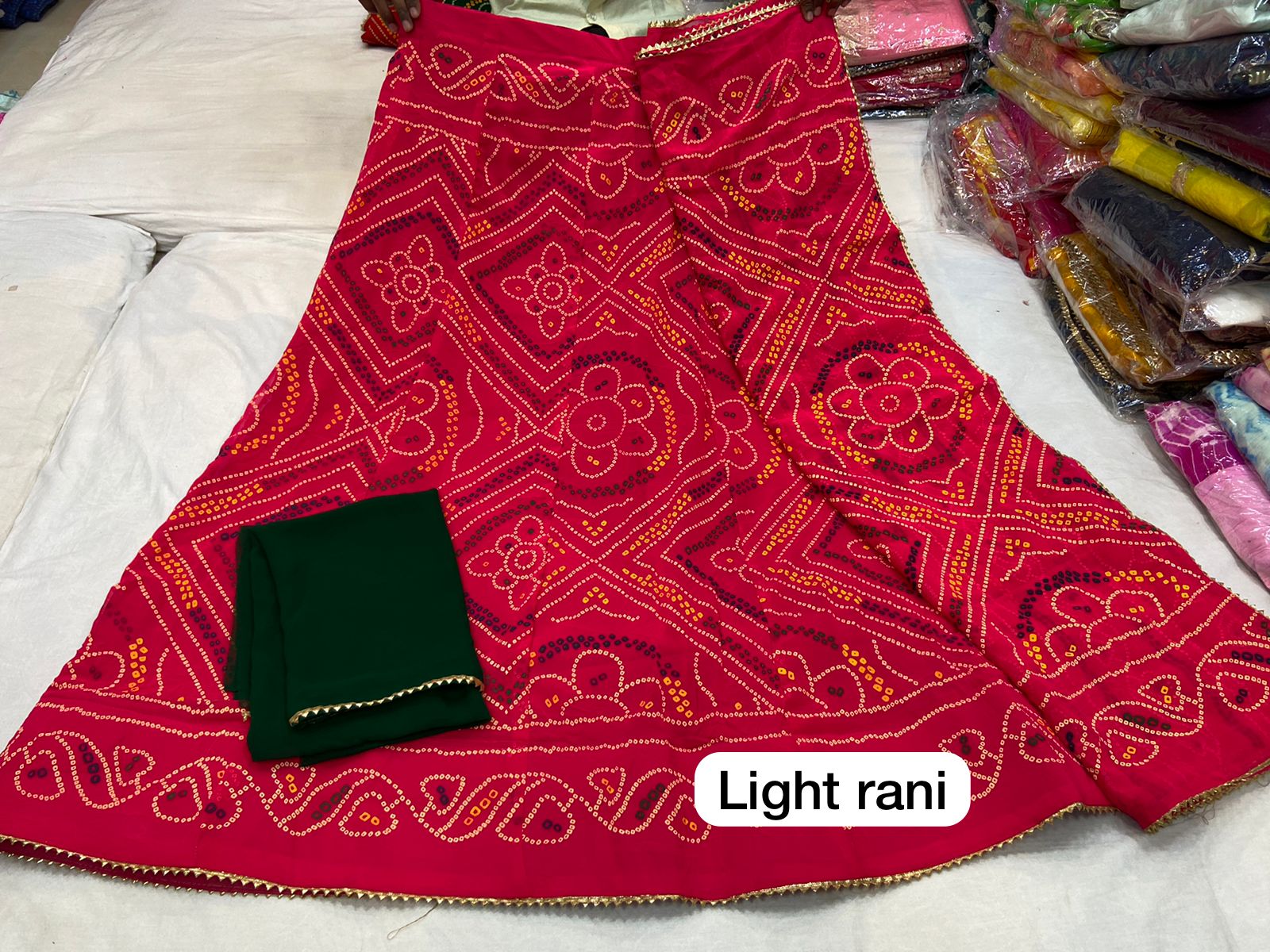 New Design Launch Pure Renail Georgette Bandhni Print Lehenga Kml Or Rani Lehenga