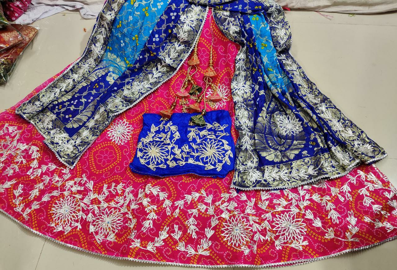 Pure Georgette Beautiful Bandhni With Heavy Gotapatti Work Lehenga Kml Nr Lehenga