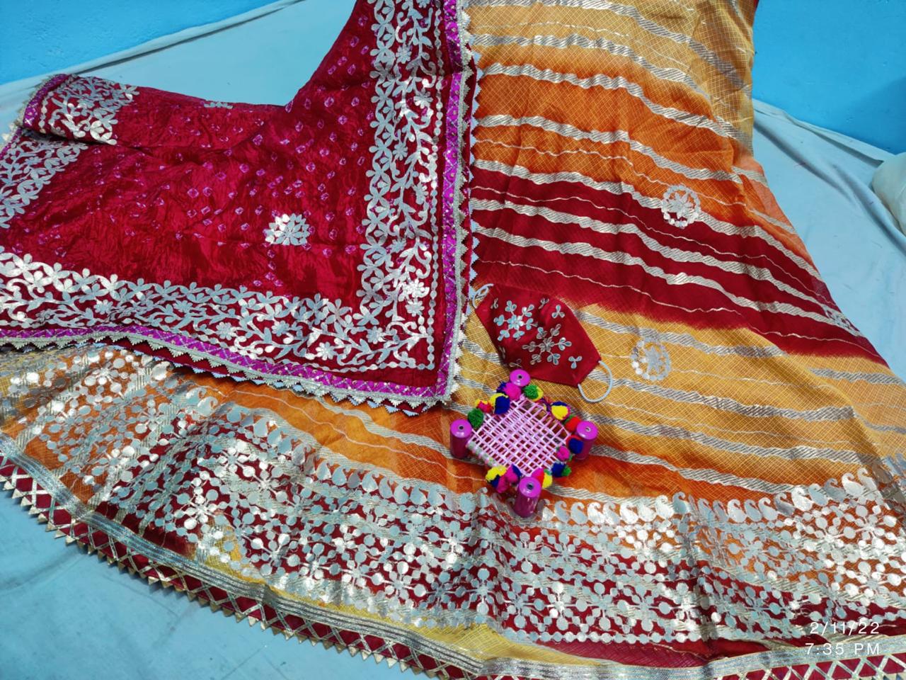 Rajasthani Kotta Doriya Traditional Print With Gotaptti Work Lehenga Kml Or Multi 2