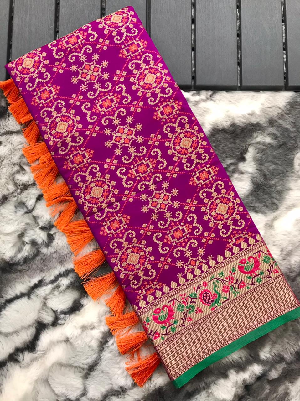 New Collections Pure Patola Silk Saree Ygs Or Purple