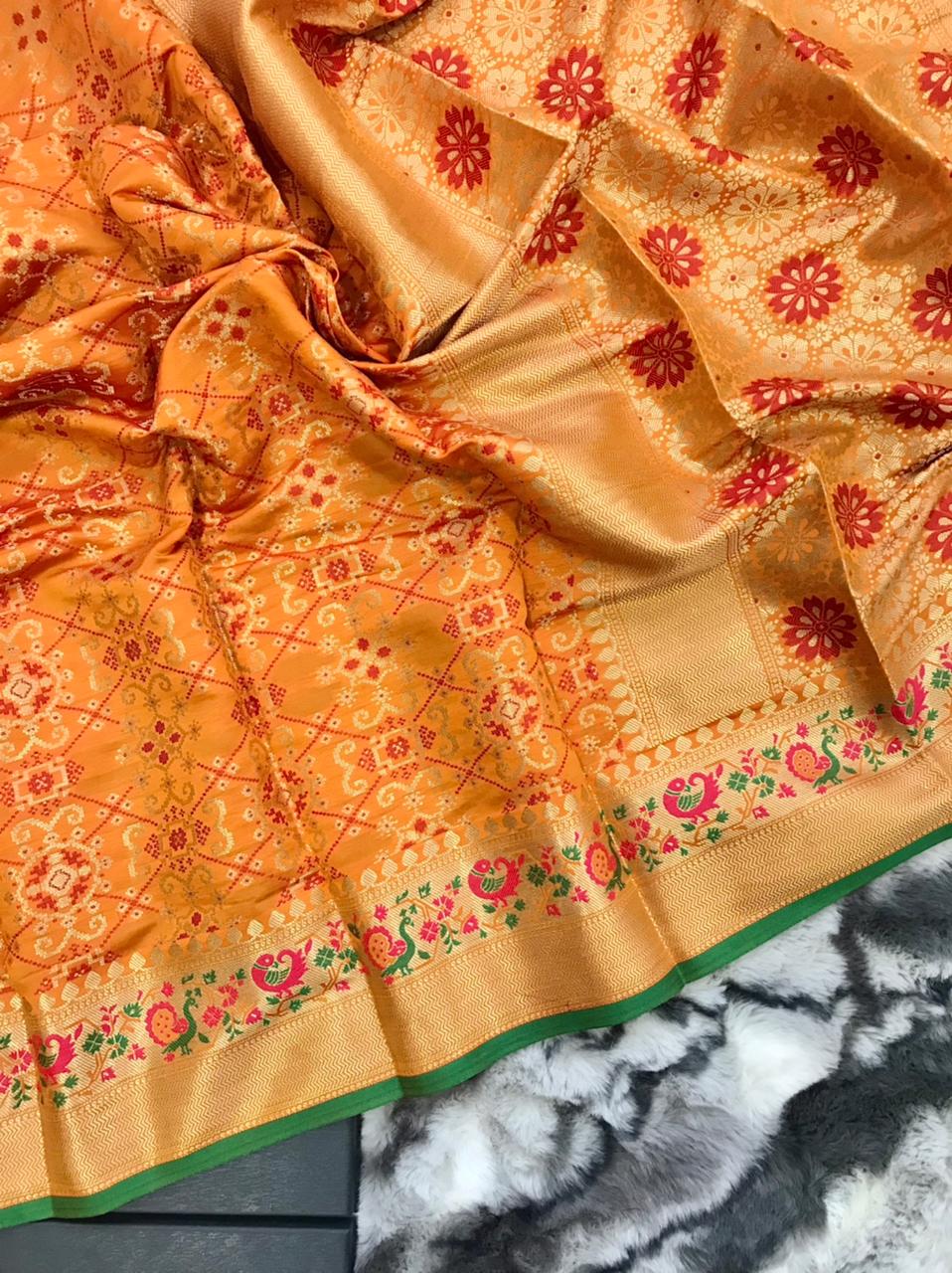 New Collections Pure Patola Silk Saree Ygs Or