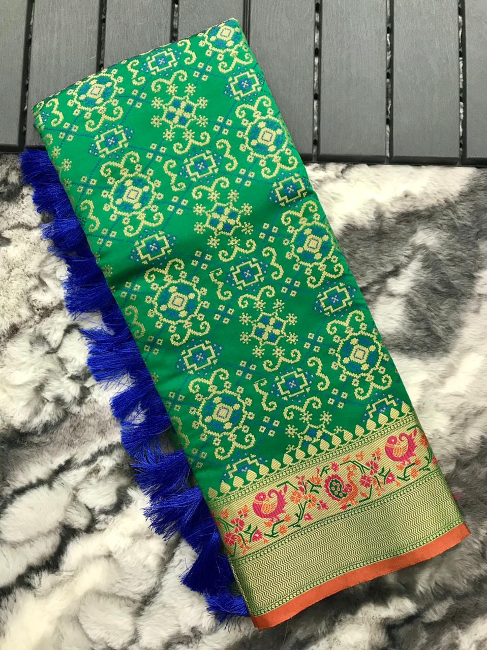 New Collections Pure Patola Silk Saree Ygs Or Green