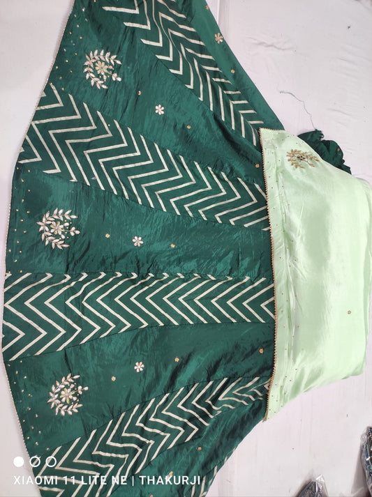 Beautiful Pure Uppda Silk With Fancy Cutdana Work Lehenga Rj Nr Green