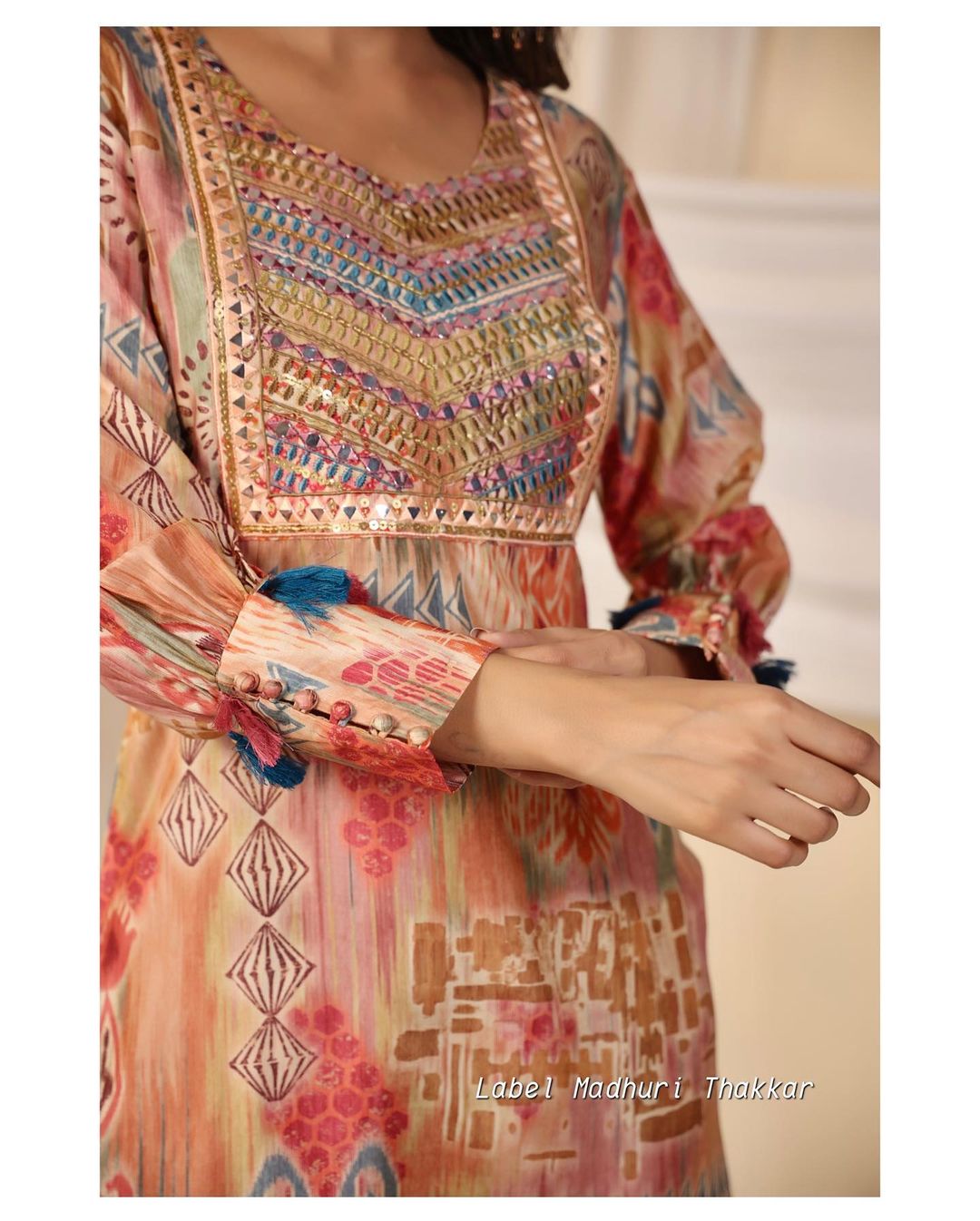 Hand embroidered outlet kurtis