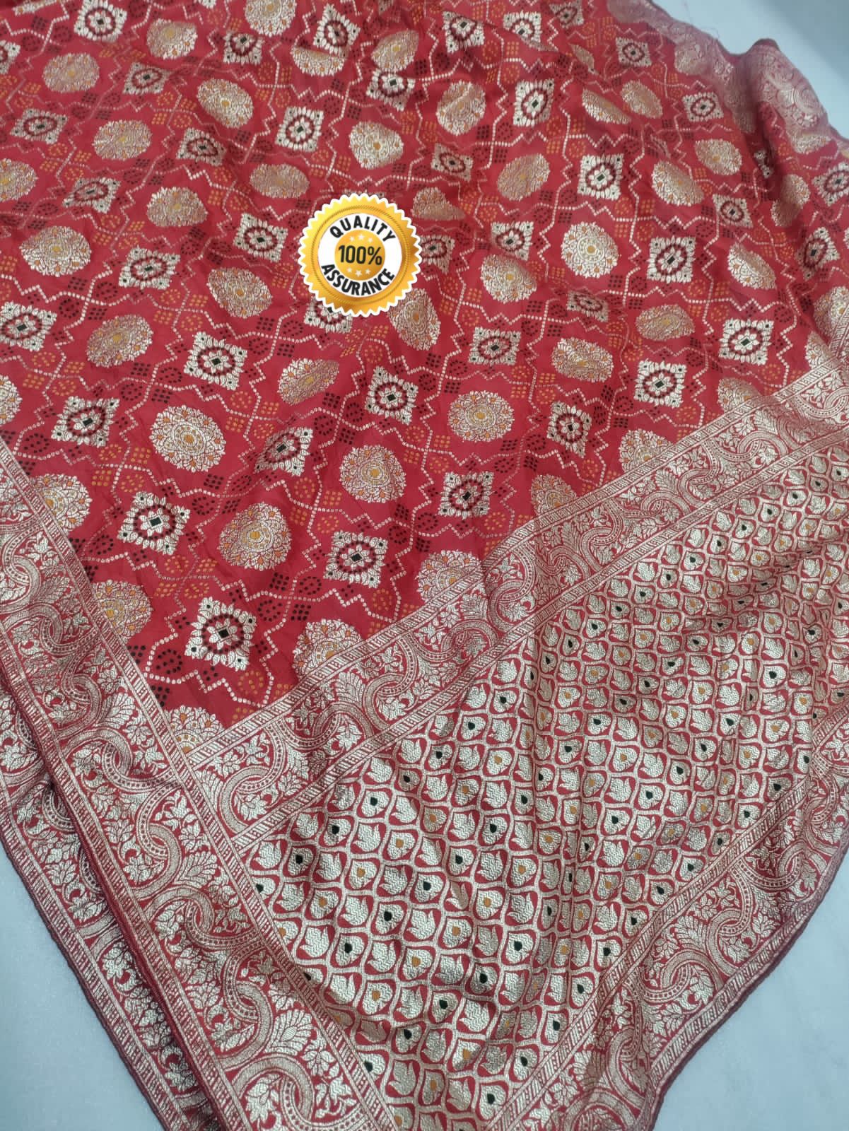 Beautiful Banarasi Cotton Silk With Zari Meena Weaving Butti Border Saree Ash Or