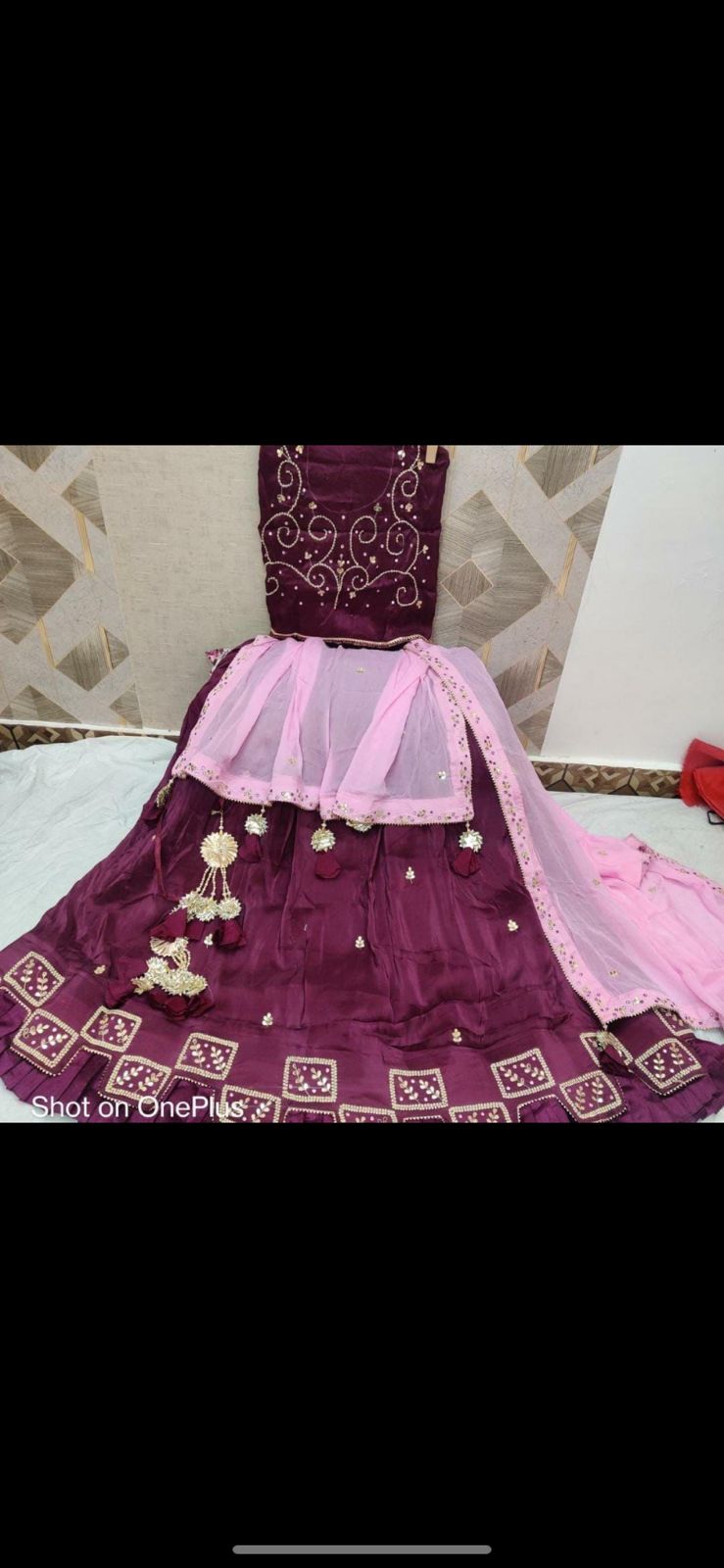 Pure Uppda Silk With Chinon Duppta With Jardoji Work Lehenga Sbj Nr Wine