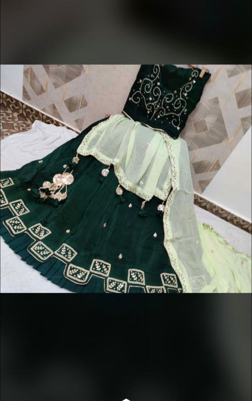 Pure Uppda Silk With Chinon Duppta With Jardoji Work Lehenga Sbj Nr Bottle Green