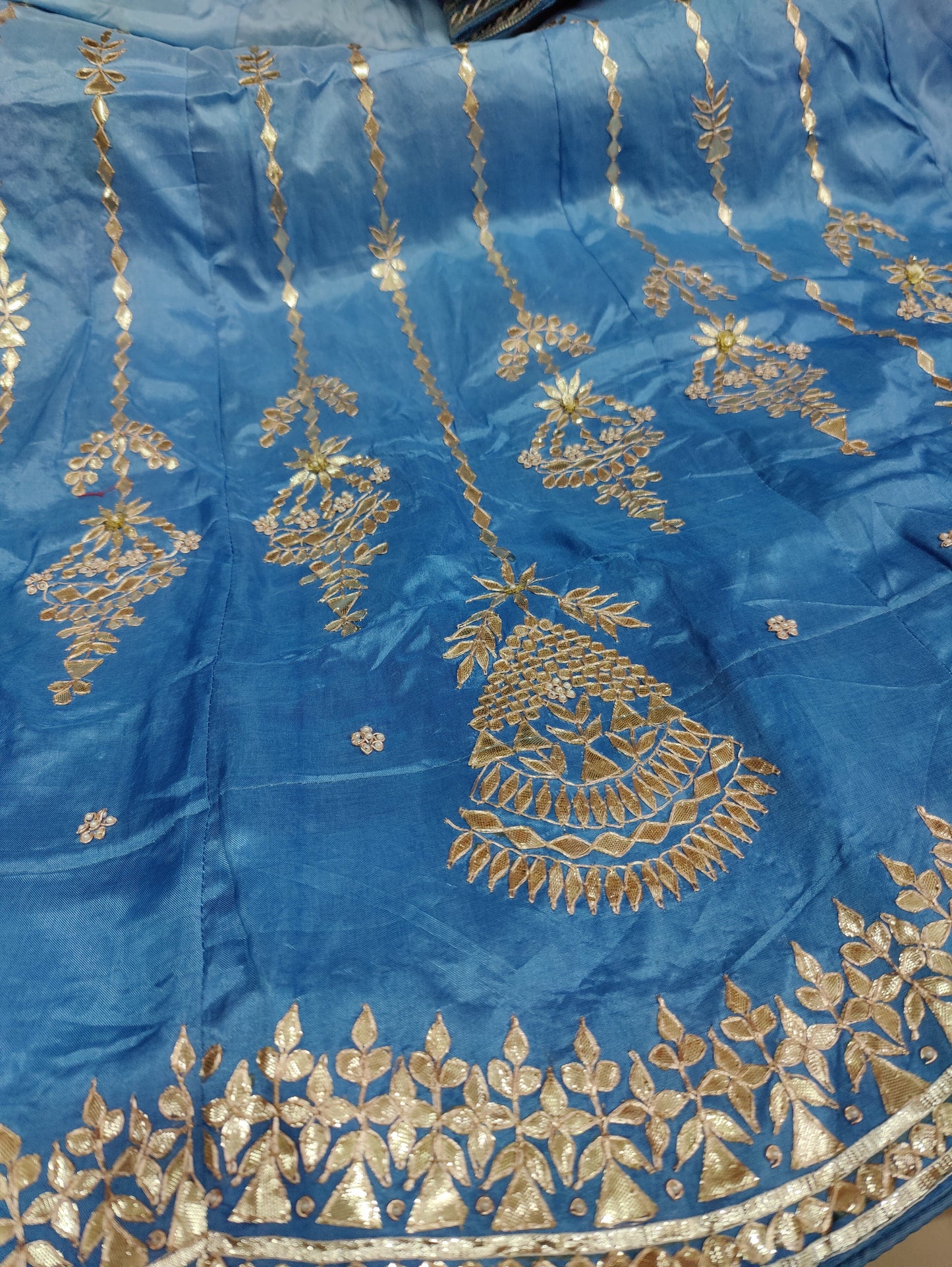 Pure Upada Silk Lehenga With Pure Fabric Dupptta Gotapatti Handwork Pastel Colors Shaded Nr Satis