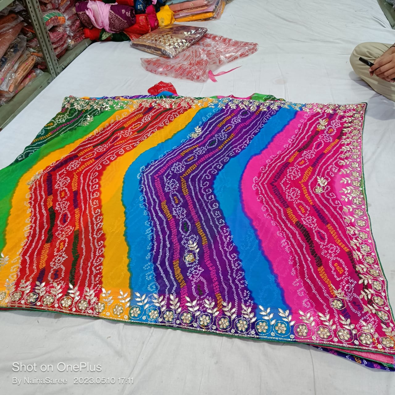 Kcpc Special Georgette Bandhani Handwork Saree In Nauranga Bandhej