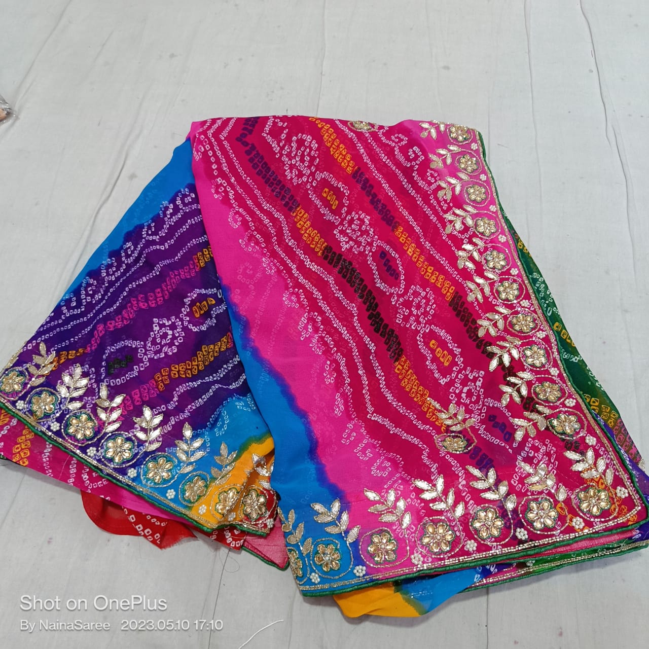 Kcpc Special Georgette Bandhani Handwork Saree In Nauranga Bandhej