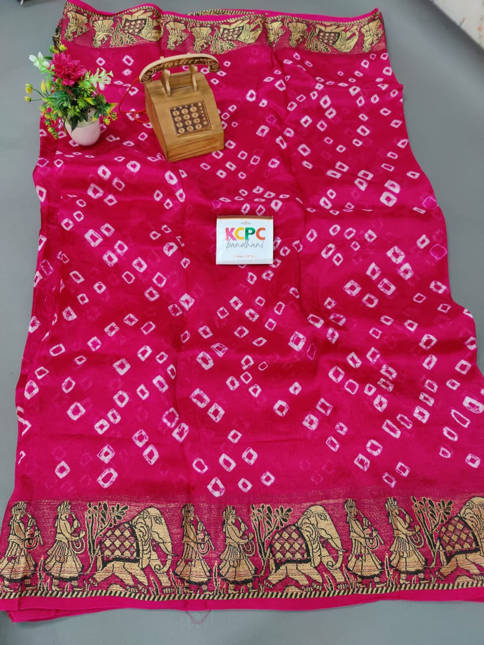 Viscos Silk Fabric Handmade Bandhej Bandhani Silk Saree Ir Kcpc