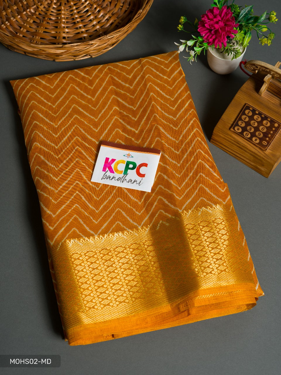 Pure Soft Cotton Silk Golden Zari Weaving Border With Zig Zag Pattern Saree Kcpc Or Yellow