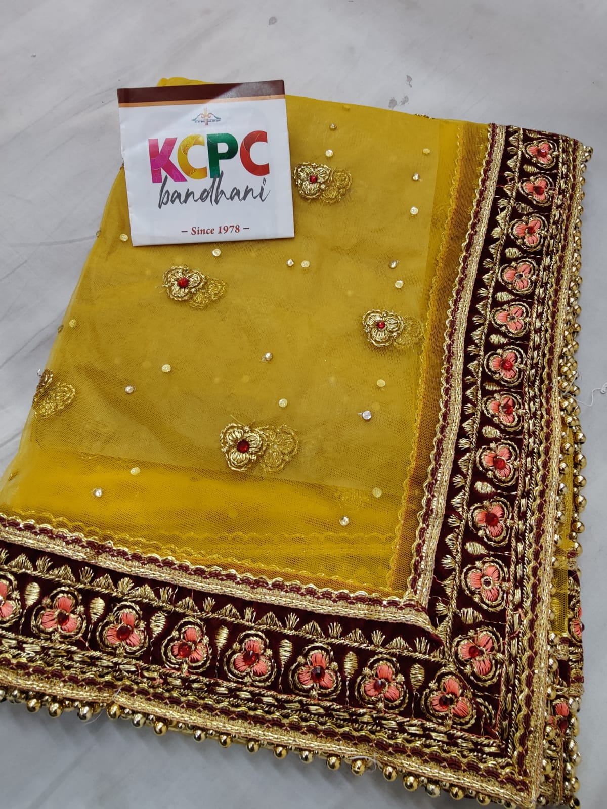 Designer Bridal Net Dupattas Or Kcpc Yellow Dupatta