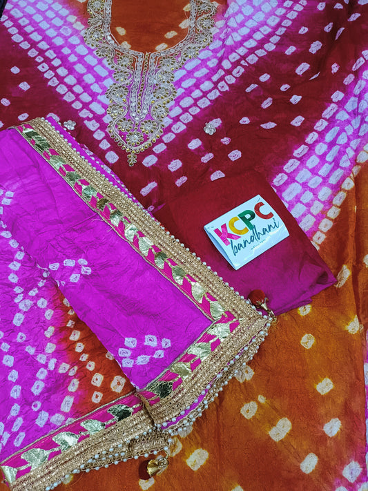 New latest  pure cotton silk bandhani pattern with work salwar suit material