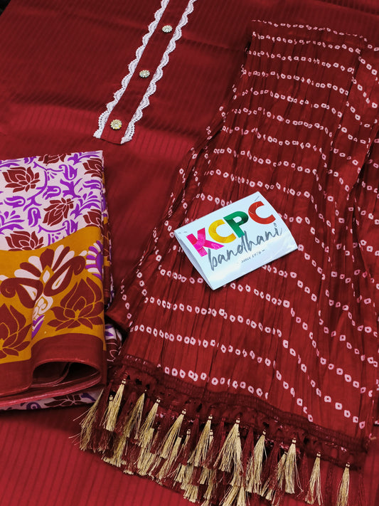 Pure cotton silk new design with bandhani dupatta salwar suit material