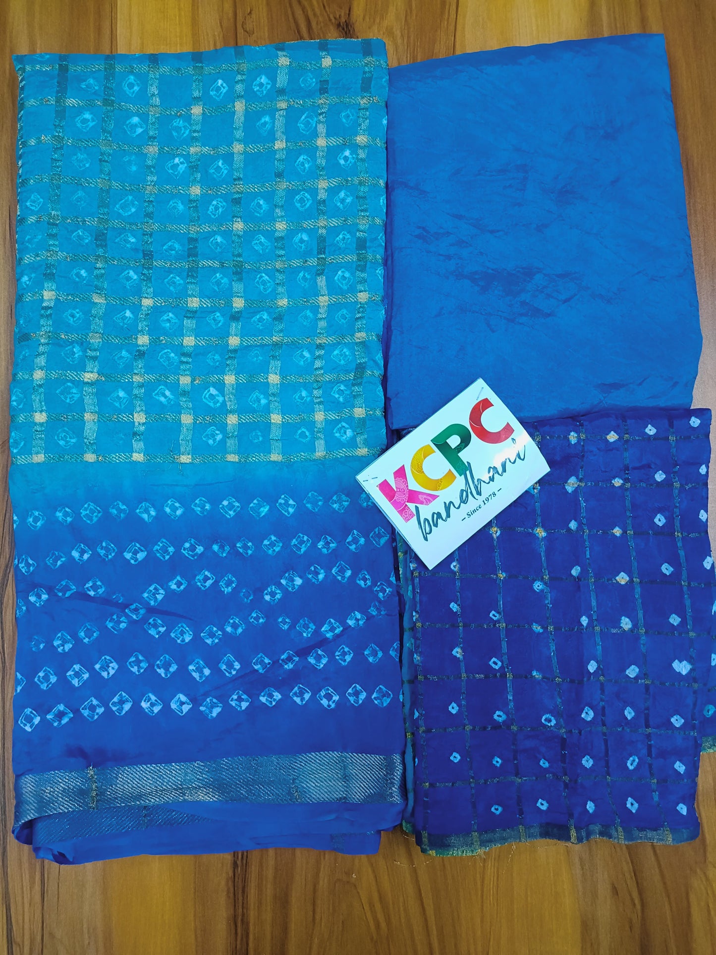 Latest Art  silk bandhani  with ghatchola checks salwar suit material