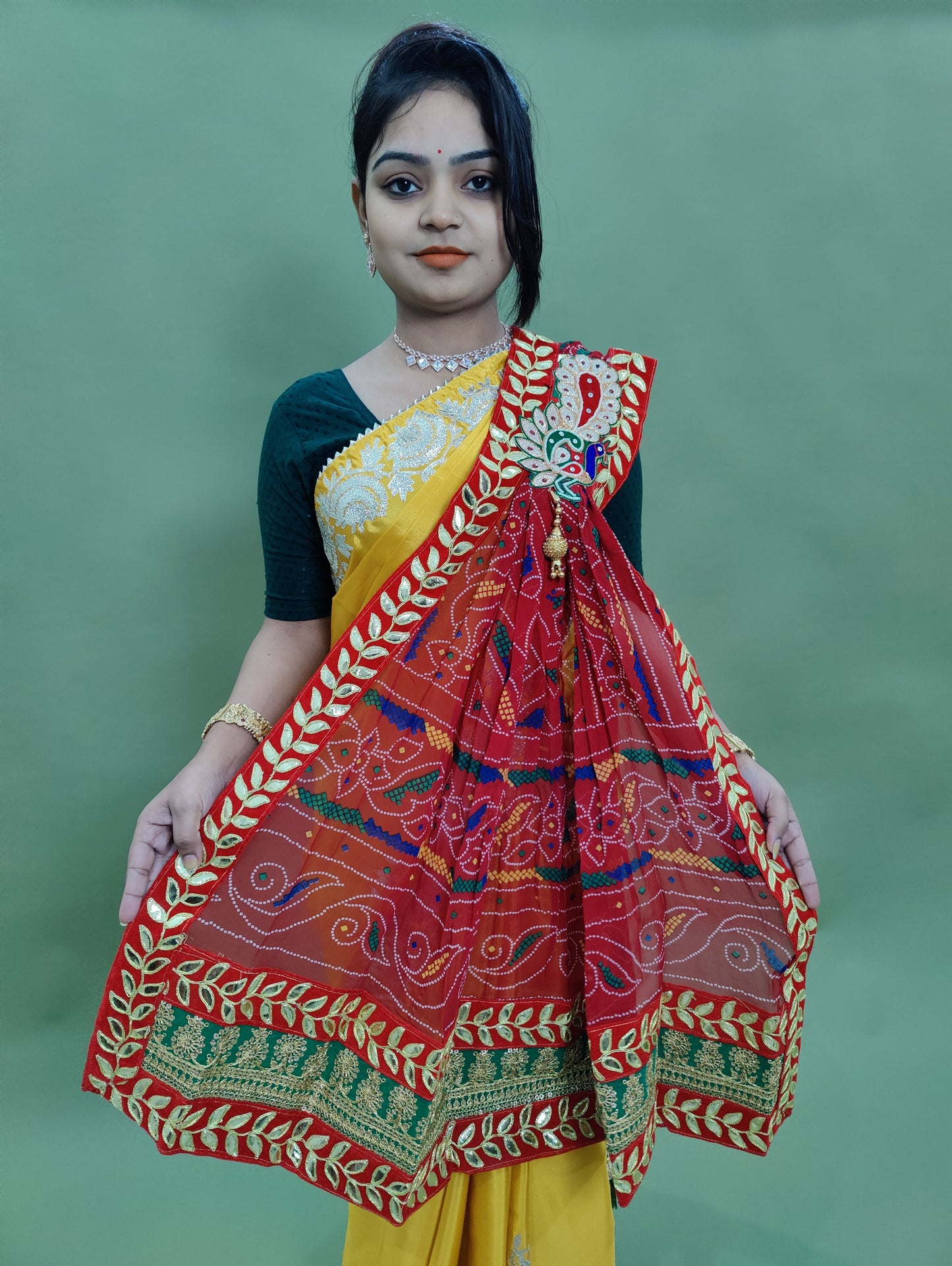 Traditional marwadi chunari pure Georgette odhna stole