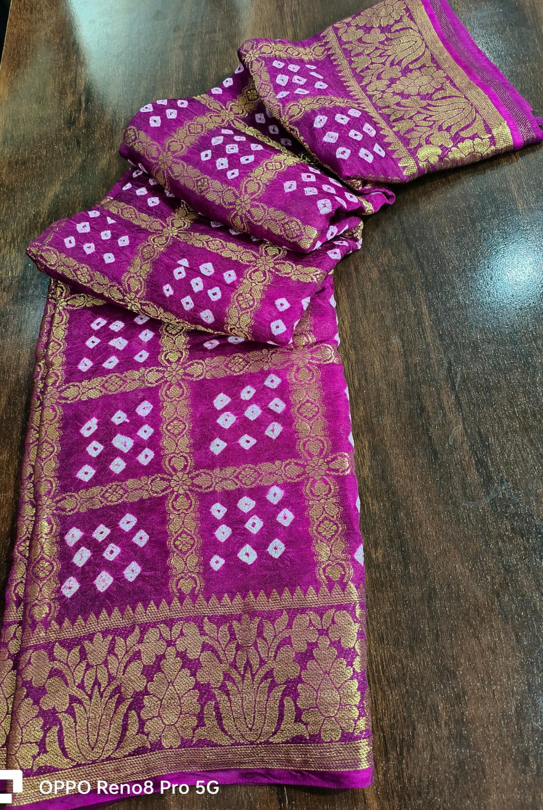 Pure Viscos Silk Bandhej Ghatchola Saree